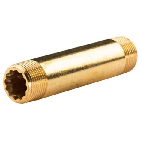 Messing Gewinde-Fitting Distanz Doppelnippel 3/4"-3/4" L= 110 mm, schwere Ausführung