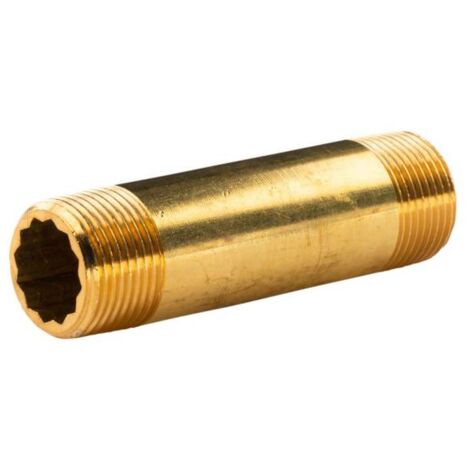Messing Gewinde-Fitting Distanz Doppelnippel 3/4"-3/4" L= 90 mm, schwere Ausführung