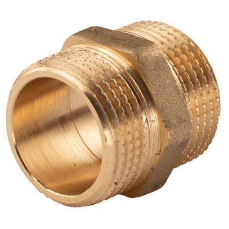 Messing Gewinde-Fitting Doppelnippel 1"AG - 1"AG (DN 25) - schwere Ausführung
