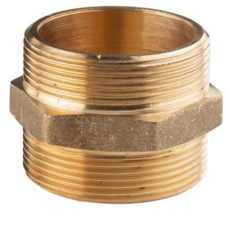 Messing Gewinde-Fitting Doppelnippel 2"AG - 2''AG (DN 50) - schwere Ausführung