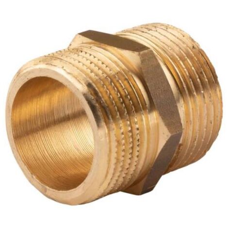 Messing Gewinde-Fitting Doppelnippel 3/4"AG - 3/4"AG (DN 20) - schwere Ausführung