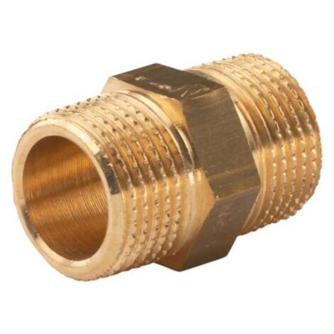 Messing Gewinde-Fitting Doppelnippel 3/8"AG -3/8"AG (DN 10) - schwere Ausführung