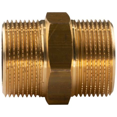 Messing Gewinde-Fitting Doppelnippel mit Langgewinde 1 1/4"AG - 1 1/4''AG (DN 32), schwere Ausführung