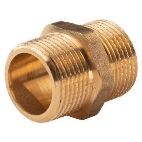 Messing Gewinde-Fitting Doppelnippel mit Langgewinde 1"AG - 1"AG (DN 25), schwere Ausführung