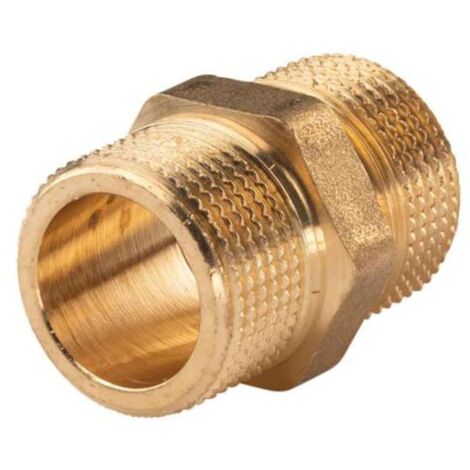 Messing Gewinde-Fitting Doppelnippel mit Langgewinde 3/4"AG - 3/4"AG (DN 20), schwere Ausführung