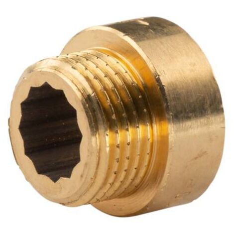 Messing Gewinde-Fitting Hahnverlängerung IG/AG 1/2" (DN15) L=10mm, schwere Ausführung