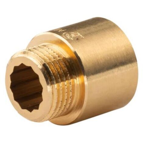 Messing Gewinde-Fitting HahnverlängerungIG/AG 1/2" (DN 15) Länge 20mm - schwere Ausführung