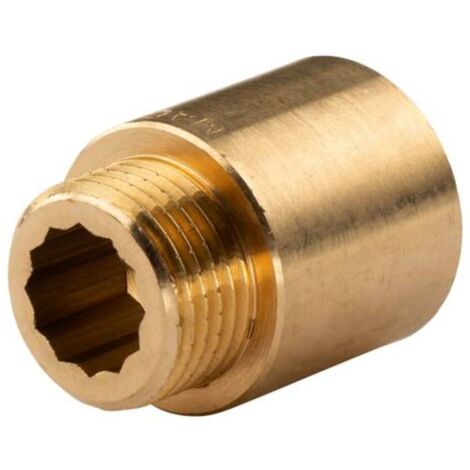 Messing Gewinde-Fitting HahnverlängerungIG/AG 1/2" (DN 15) Länge 25 mm - schwere Ausführung