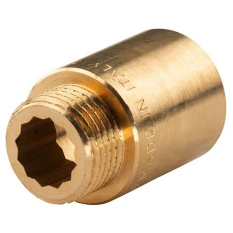 Messing Gewinde-Fitting HahnverlängerungIG/AG 1/2" (DN 15) Länge 30 mm - schwere Ausführung