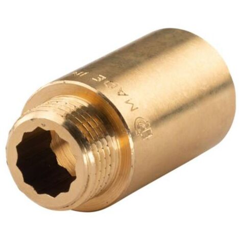 Messing Gewinde-Fitting HahnverlängerungIG/AG 1/2" (DN 15) Länge 40 mm - schwere Ausführung