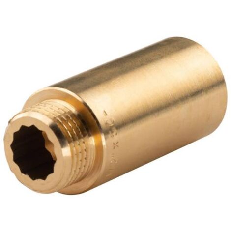Messing Gewinde-Fitting HahnverlängerungIG/AG 1/2" (DN 15) Länge 50 mm- schwere Ausführung