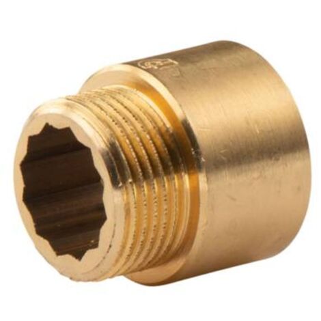 Messing Gewinde-Fitting HahnverlängerungIG/AG 3/4" (DN 20) Länge 20 mm- schwere Ausführung