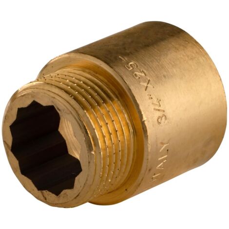 Messing Gewinde-Fitting HahnverlängerungIG/AG 3/4" (DN 20) Länge 25 mm- schwere Ausführung