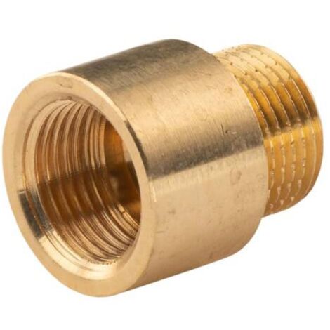 Messing Gewinde-Fitting HahnverlängerungIG/AG 3/8" (DN 10) Länge 15mm - schwere Ausführung