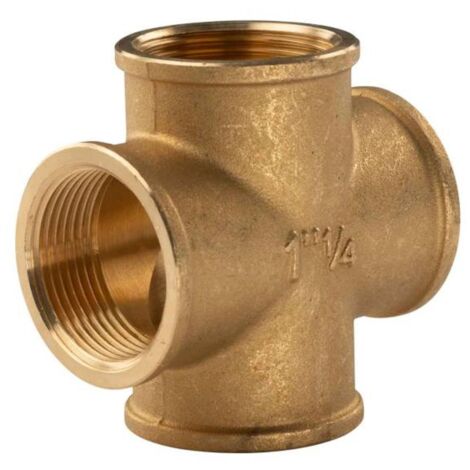Messing Gewinde-Fitting Kreuzstück 1 1/4"IG (DN32) - schwere Ausführung