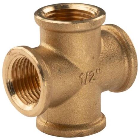 Messing Gewinde-Fitting Kreuzstück 1/2" IG (DN15) - schwere Ausführung