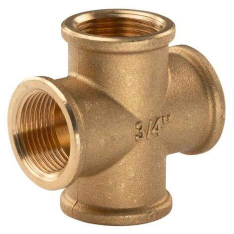 Messing Gewinde-Fitting Kreuzstück 3/4" IG (DN20) - schwere Ausführung
