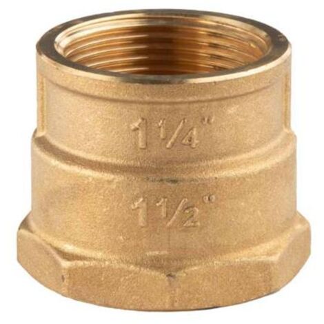 Messing Gewinde-Fitting Reduziermuffe 1 1/2"IG (DN 40) - 1 1/4"IG (DN 32) - schwere Ausführung