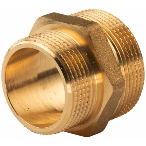 Messing Gewinde-Fitting Reduziernippel 1 1/2"AG (DN 40) - 1 1/4"AG (DN 32) - schwere Ausführung