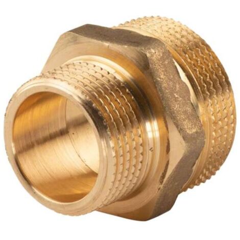 Messing Gewinde-Fitting Reduziernippel 1 1/4''AG (DN 32) - 1"AG (DN 25) - schwere Ausführung