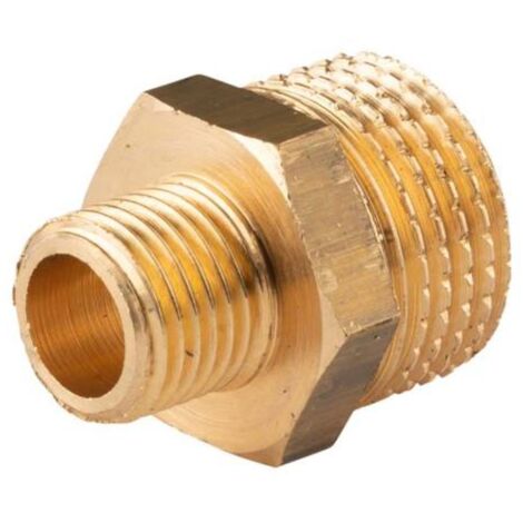 Messing Gewinde-Fitting Reduziernippel 1/2"AG (DN 15) - 3/8"AG (DN 10) - schwere Ausführung