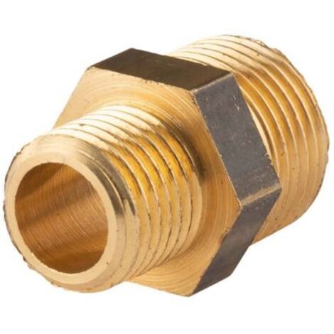 Messing Gewinde-Fitting Reduziernippel 1/4"AG (DN 8) - 3/8"AG (DN 10) - schwere Ausführung