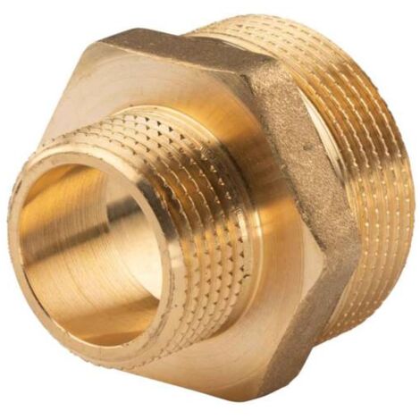 Messing Gewinde-Fitting Reduziernippel 1"AG (DN 25) - 1 1/2"AG (DN 40) - schwere Ausführung
