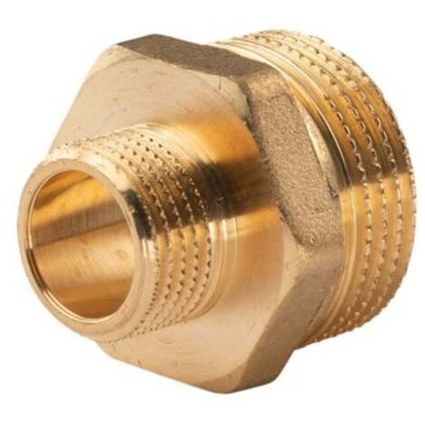 Messing Gewinde-Fitting Reduziernippel 1"AG (DN 25) - 1/2"AG (DN 15) - schwere Ausführung