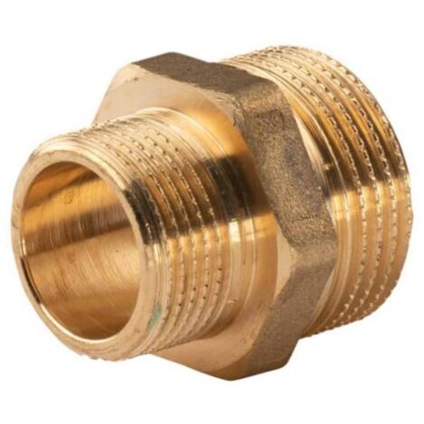 Messing Gewinde-Fitting Reduziernippel 1"AG (DN 25) - 3/4"AG (DN 20) - schwere Ausführung