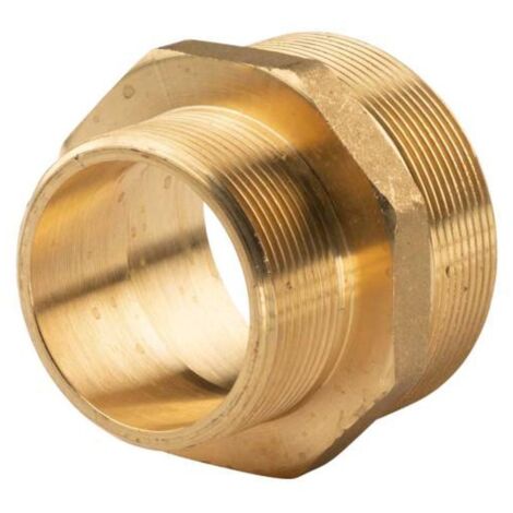 Messing Gewinde-Fitting Reduziernippel 2" AG (DN50) - 2 1/2" AG (DN65) - schwere Ausführung