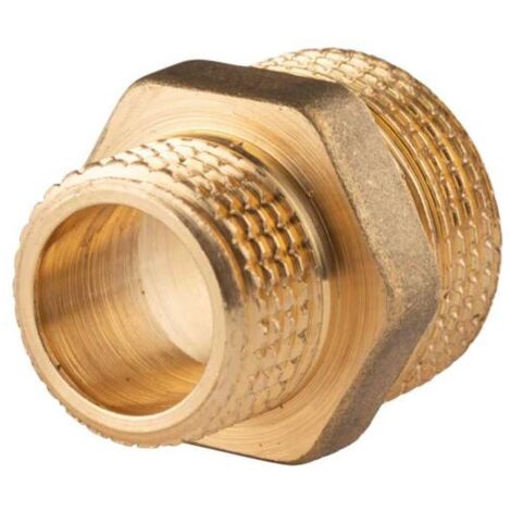 Messing Gewinde-Fitting Reduziernippel 3/4"AG (DN 20) - 1/2"AG (DN 15) - schwere Ausführung