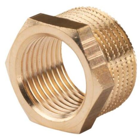 Messing Gewinde-Fitting Reduzierstück 1/2"IG (DN 15) - 3/4"AG (DN 20) - schwere Ausführung
