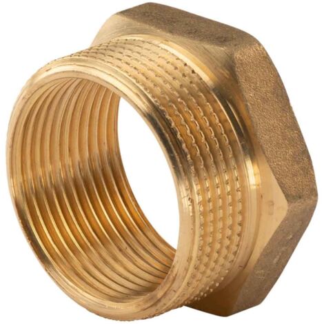 Messing Gewinde-Fitting Reduzierung 1 1/2"AG (DN 40) - 1 1/4"IG (DN 32) - schwere Ausführung