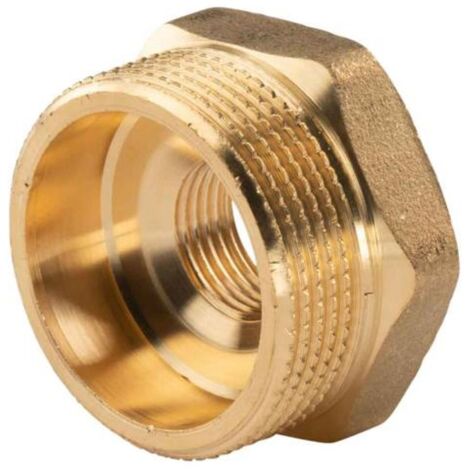 Messing Gewinde-Fitting Reduzierung 1 1/2"AG (DN 40) - 1/2"IG (DN 15) - schwere Ausführung