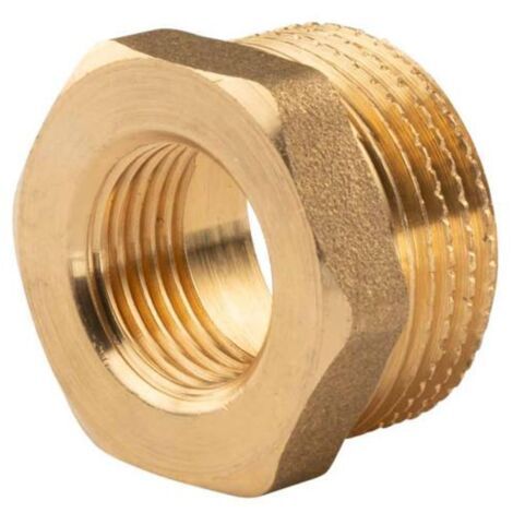 Messing Gewinde-Fitting Reduzierung 1"AG (DN 25) - 1/2"IG (DN 15) - schwere Ausführung