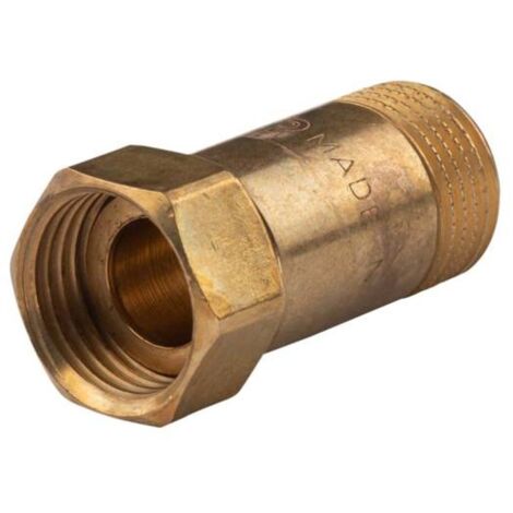 Messing Gewinde-Fitting Schaft flachdichtend mit Kappe 1/2"AG (DN 15) - 1/2"IG (DN 15) - schwere Ausführung