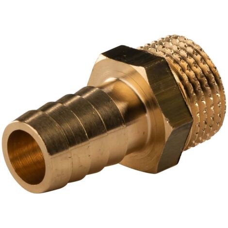 Messing Gewinde-Fitting Schlauchanschluss1/2" AG (DN 15) Länge 14 mm - schwere Ausführung