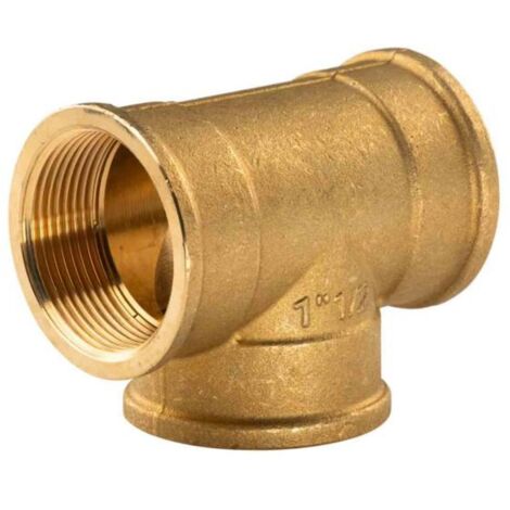 Messing Gewinde-Fitting T-Stück 1 1/2"IG - 1 1/2"IG - 1 1/2"IG (DN 40) - schwere Ausführung
