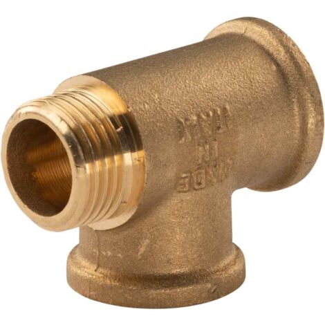 Messing Gewinde-Fitting T-Stück 1/2" IG - 1/2" IG - 1/2" AG (DN15) schwere Ausführung