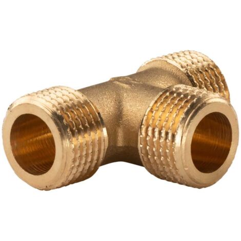 Messing Gewinde-Fitting T-Stück 1/2"AG - 1/2"AG - 1/2"AG (DN15) - schwere Ausführung
