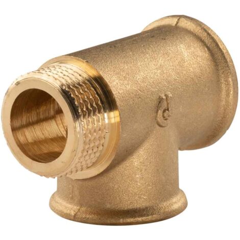 Messing Gewinde-Fitting T-Stück 3/4" IG - 3/4" IG - 3/4" AG (DN20) - schwere Ausführung