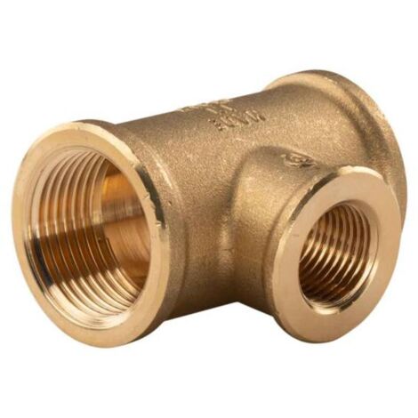 Messing Gewinde-Fitting T-Stück Mittelabgang reduziert 1"IG - 1/2"IG - 1"IG - schwere Ausführung