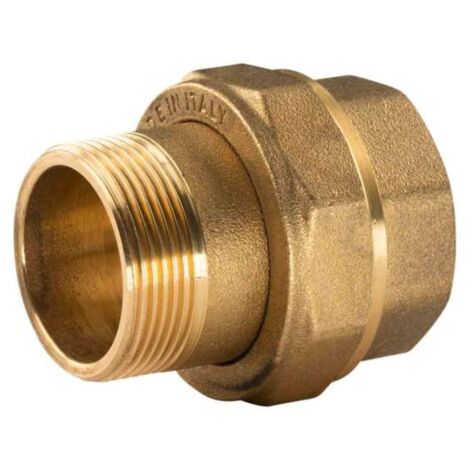 Messing Gewinde-Fitting Verschraubung gerade flachdichtend 1 1/2"IG - 1 1/2"AG (DN 40) - schwere Ausführung