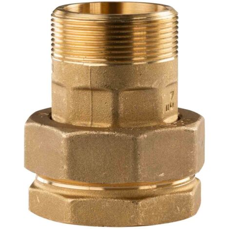 Messing Gewinde-Fitting Verschraubung gerade flachdichtend 2"IG - 2''AG (DN 50) - schwere Ausführung
