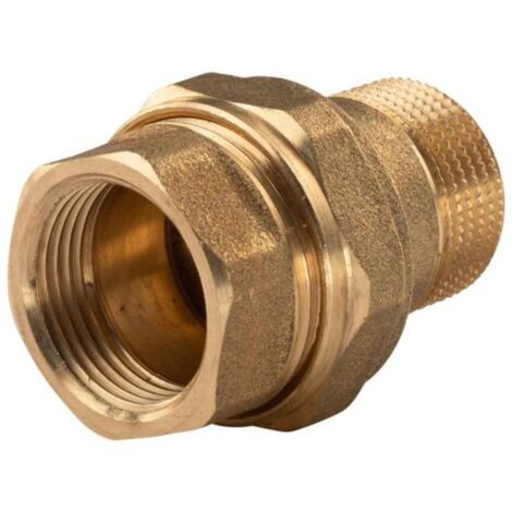 Messing Gewinde-Fitting Verschraubung gerade flachdichtend 3/4" IG - 3/4"AG (DN 20) - schwere Ausführung