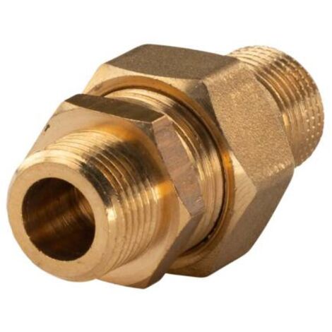 Messing Gewinde-Fitting Verschraubung gerade flachdichtend 3/8"AG - 3/8"AG (DN 10) - schwere Ausführung