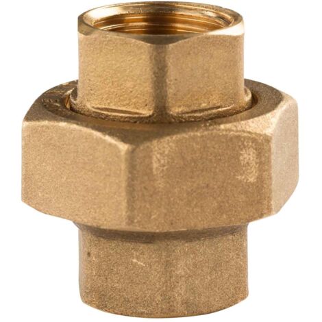 Messing Gewinde-Fitting Verschraubung gerade mit O-Ring 3 teilig 1/2"IG - 1/2"IG (DN 15) - schwere Ausführung