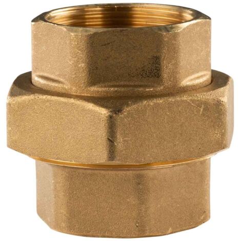 Messing Gewinde-Fitting Verschraubung gerade mit O-Ring konisch dichtend 3 teilig 1 1/2"IG - 1 1/2"IG (DN 40) - schwere Ausführung