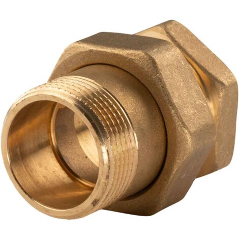 Messing Gewinde-Fitting Verschraubung mit O-Ring konisch dichtend 1 1/4" IG - 1 1/4" AG (DN32) - schwere Ausführung