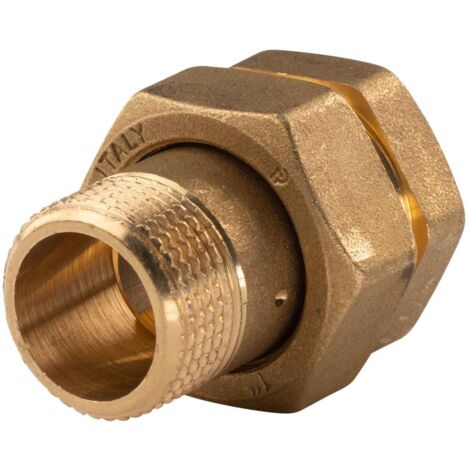 Messing Gewinde-Fitting Verschraubung mit O-Ring konisch dichtend 3/4" IG - 3/4 IG (DN20) - schwere Ausführung